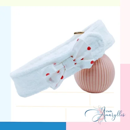 Bandeau de soin nœud blanc pois roses