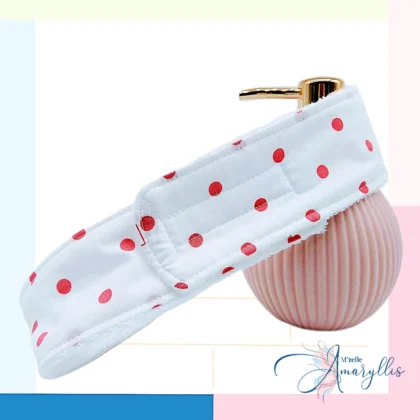 Bandeau soin blanc pois roses