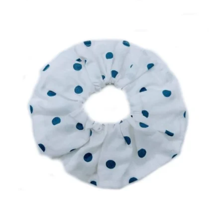 Chouchou blanc pois bleus