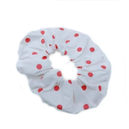 Chouchou blanc pois roses