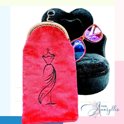 Etui à lunettes rétro vintage bordeaux