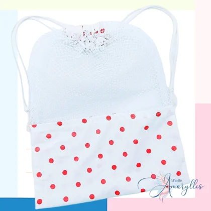 Filet de lavage blanc pois roses