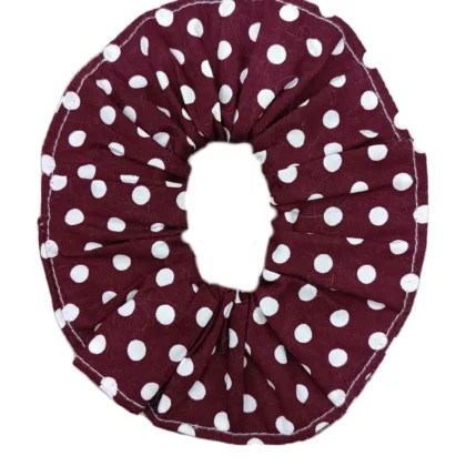 Chouchou bordeaux pois blancs