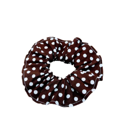 Chouchou marron pois blancs