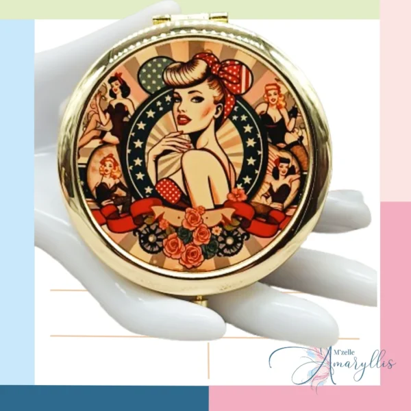 Miroir de poche Retro Pin-Up Réflexions