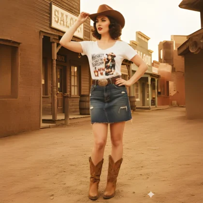 T-shirt Style rétro cowgirl