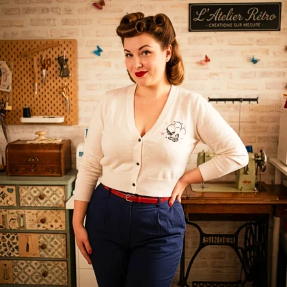 Cardigan Douce Élégance Rétro