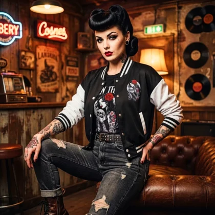 Veste Teddy Pin-Up Gothique