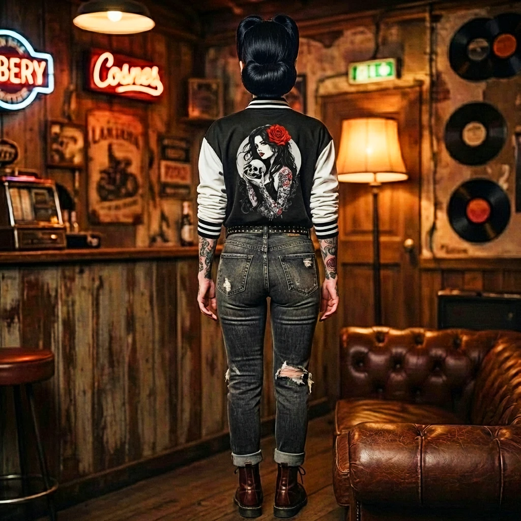 Veste Teddy Pin-Up Gothique – Image 3