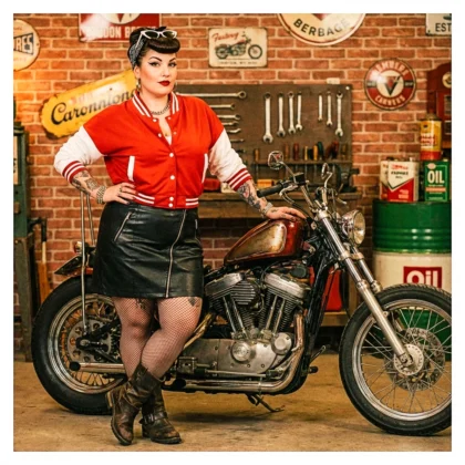 Veste Teddy Vintage Route 66 Pin-Up – L’esprit biker rétro