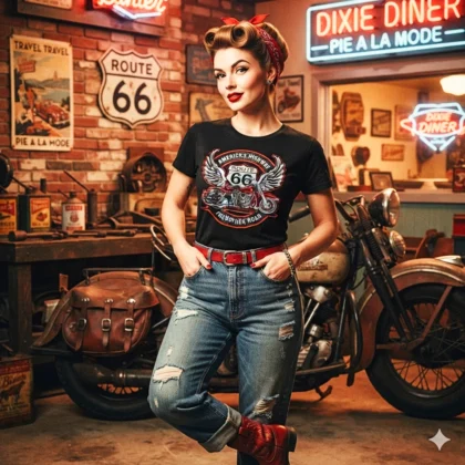 T-Shirt Route 66 – The Mother Road – Noir